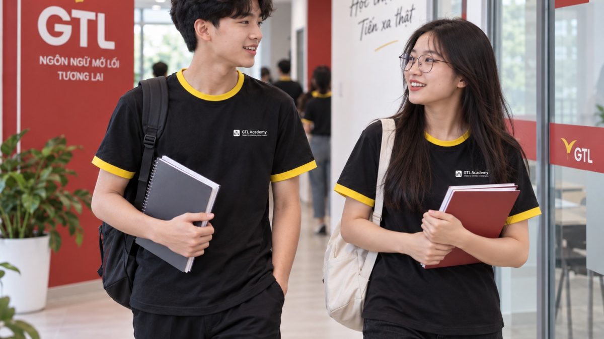 Học viên GTL Academy trò chuyện ở hành lang trung tâm